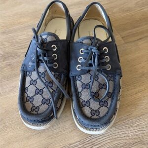 Gucci Navy Monogram Lace-Up Shoes